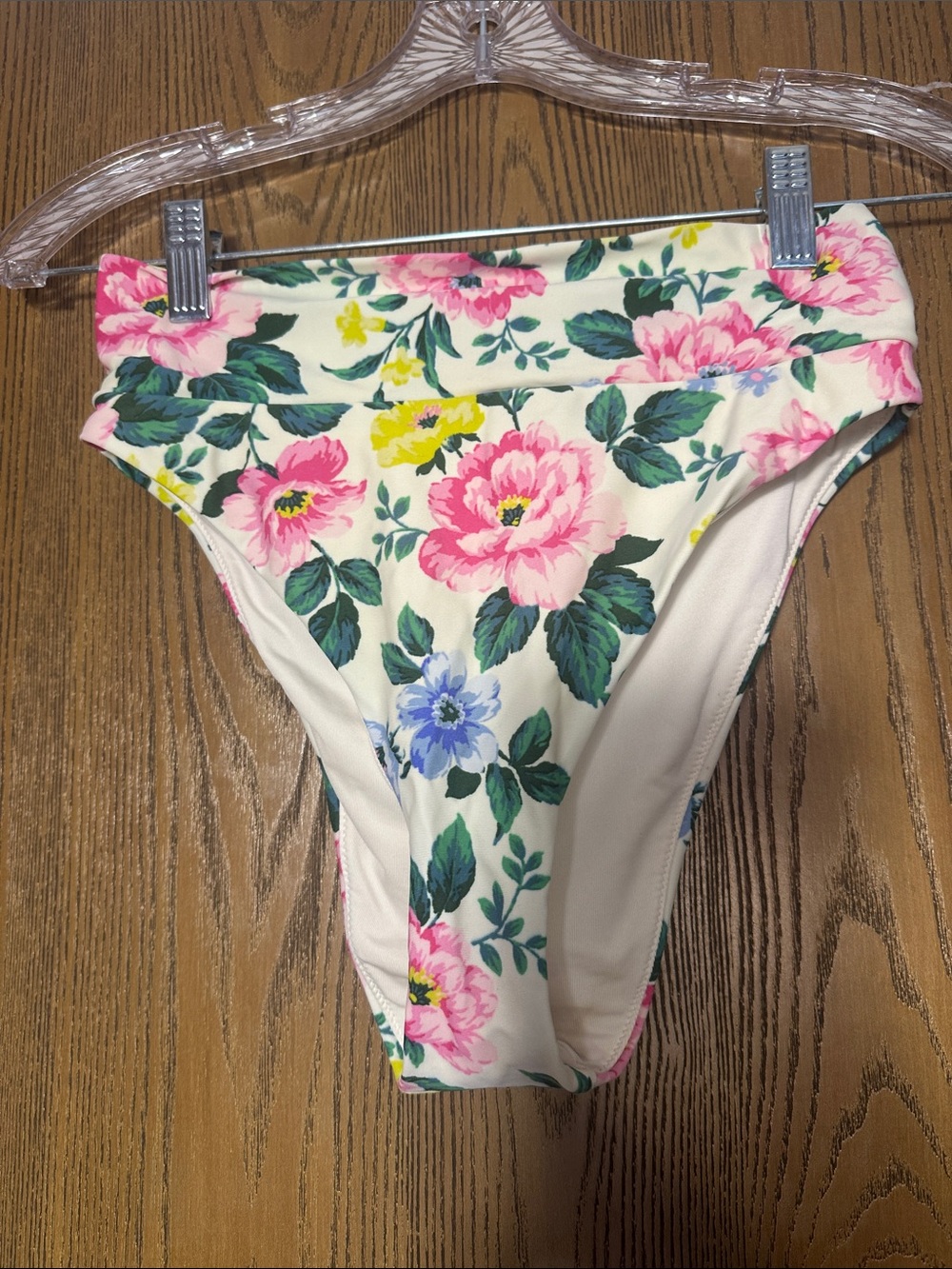 aerie White Floral High-Waist Bikini Bottoms